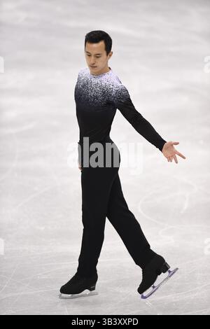 Le 8 février 2018 - Pyeongchang, Corée du Sud - PATRICK CHAN, du Canada, participe à son programme court à l'épreuve de l'équipe de patinage artistique le jour d'ouverture de la compétition de l'équipe de patinage artistique aux Jeux olympiques d'hiver à l'aréna de glace Gangneung à Pyeongchang, en Corée du Sud. Photo de Mark Reis, ZUMA Press/The Gazette (crédit image : © Mark Reis via ZUMA Wire) Banque D'Images
