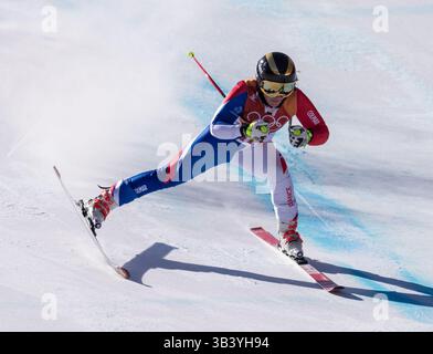 17 février 2018 - PyeongChang, Corée du Sud - TIFFANY GAUTHIER de France pendant le ski alpin : Super-G féminin au Jeongseon Alpine Centre aux Jeux Olympiques d'hiver de Pyeongchang 2018. (Crédit image : © Patrice Lapointe via ZUMA Wire) Banque D'Images