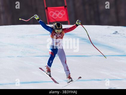 17 février 2018 - PyeongChang, Corée du Sud - TIFFANY GAUTHIER de France pendant le ski alpin : Super-G féminin au Jeongseon Alpine Centre aux Jeux Olympiques d'hiver de Pyeongchang 2018. (Crédit image : © Patrice Lapointe via ZUMA Wire) Banque D'Images