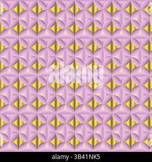 Motif géométrique 3D sans couture - fond de relief de luxe rose et doré Illustration de Vecteur