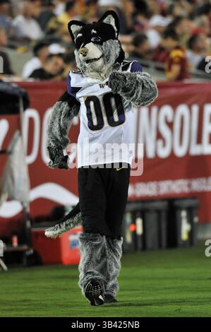 8 octobre 2015 Los Angeles, CA.Mascot Harry des Huskies de Washington lors du match de football de la NCAA entre les Huskies de Washington et les Trojans de l'USC au Coliseum de Los Angeles, Californie..les Huskies de Washington battent les Trojans de l'USC 17-12.crédit photo obligatoire : Louis Lopez/CSM(image crédit : © Louis Lopez/CSM via ZUMA Wire) Banque D'Images