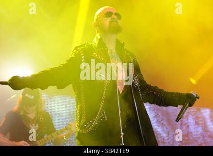 16 juillet 2015 - Oshkosh, Wisconsin, États-Unis - le chanteur ROB HALFORD du groupe JUDAS PRIEST se produit en concert au festival Rock USA à Oshkosh, Wisconsin (crédit image : © Ricky Bassman/ZUMA Wire) Banque D'Images