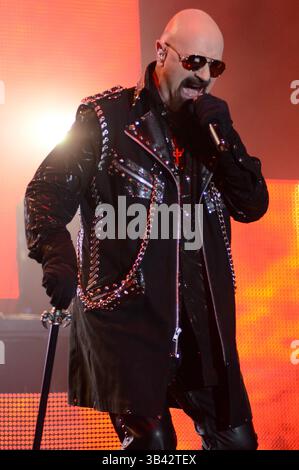 16 juillet 2015 - Oshkosh, Wisconsin, États-Unis - le chanteur ROB HALFORD du groupe JUDAS PRIEST se produit en concert au festival Rock USA à Oshkosh, Wisconsin (crédit image : © Ricky Bassman/ZUMA Wire) Banque D'Images