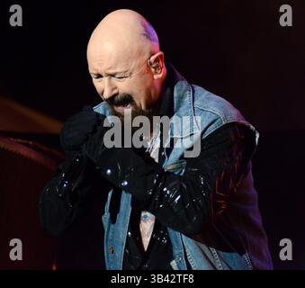 16 juillet 2015 - Oshkosh, Wisconsin, États-Unis - le chanteur ROB HALFORD du groupe JUDAS PRIEST se produit en concert au festival Rock USA à Oshkosh, Wisconsin (crédit image : © Ricky Bassman/ZUMA Wire) Banque D'Images