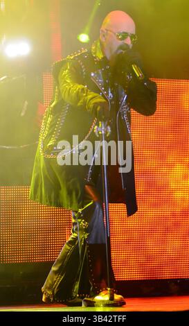 16 juillet 2015 - Oshkosh, Wisconsin, États-Unis - le chanteur ROB HALFORD du groupe JUDAS PRIEST se produit en concert au festival Rock USA à Oshkosh, Wisconsin (crédit image : © Ricky Bassman/ZUMA Wire) Banque D'Images