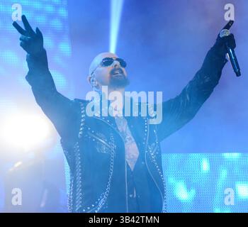 16 juillet 2015 - Oshkosh, Wisconsin, États-Unis - le chanteur ROB HALFORD du groupe JUDAS PRIEST se produit en concert au festival Rock USA à Oshkosh, Wisconsin (crédit image : © Ricky Bassman/ZUMA Wire) Banque D'Images