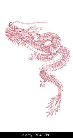 Illustration de ligne vectorielle de dragon chinois oriental Illustration de Vecteur