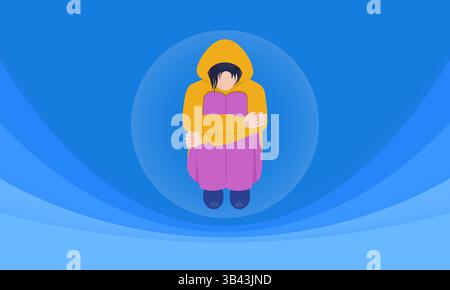 Illustration vectorielle d'un enfant autiste solitaire Illustration de Vecteur