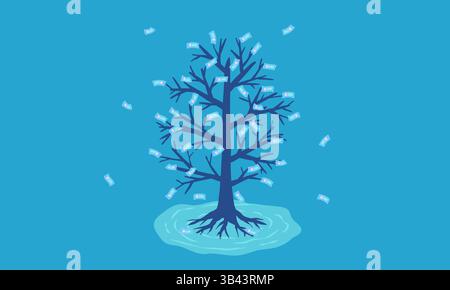 Illustration conceptuelle d'un arbre plein de billets de banque, la poursuite de la croissance financière Illustration de Vecteur