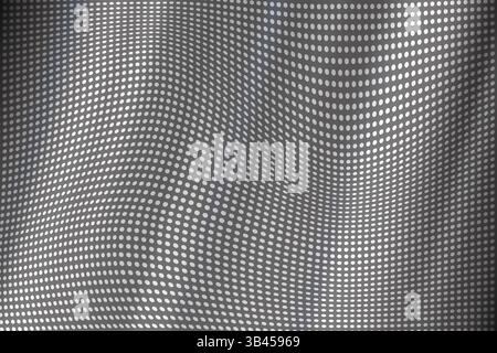 Film argenté perforé en demi-teintes à points. Fond de texture métallique de pixel vectoriel. Fond noir déformé avec trous. Illustration de Vecteur
