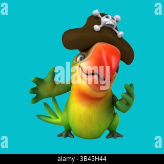Amusant perroquet de dessin animé 3D. Banque D'Images