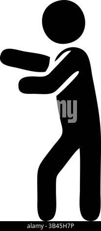 Une silhouette minimaliste et noire d'une personne dans une pose dynamique atteignant Illustration de Vecteur