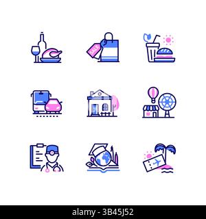 Catégories de budget - ensemble d'icônes de style de conception de ligne moderne Illustration de Vecteur