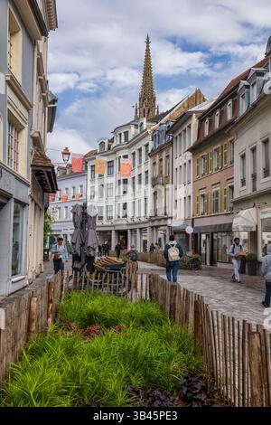 Vieille ville dans la ville de Mulhouse, Alsace, France. Banque D'Images