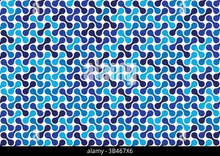 Des points courbes abstraits se forment dans des tons de bleu et de violet sur une mise en page répétitive blanche Illustration de Vecteur