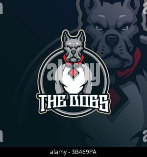 Vecteur de conception de logo de mascotte de chien avec style de concept d'illustration moderne pour l'impression de badge, d'emblème et de t-shirt. Illustration du chien debout. Illustration de Vecteur