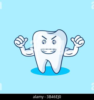 Illustration vectorielle de personnage de dessin animé Strong Tooth Illustration de Vecteur