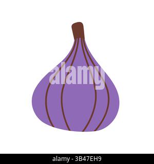 Illustration de fruits de figue. Icône Fig. Vitamines organiques et nutrition saine. Fig. isolées Design plat, style griffonnage. Imprimé graphique pour t-short. Vecteur Illustration de Vecteur