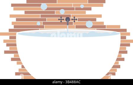 Baignoire avec illustration de bulles. Baignoire de dessin animé avec des bulles et de la mousse. Éléments de toilettes, soins corporels et hygiène. Collection de toilettes scandinaves Illustration de Vecteur