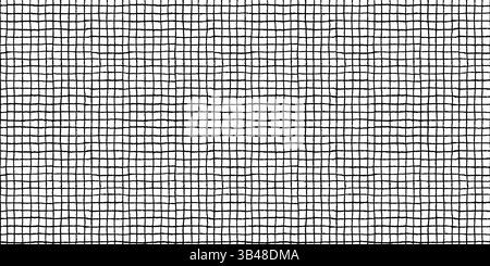 Vérifiez le fond sans couture du motif avec des lignes noires dessinées à la main sur blanc. Texture de grille grossière avec disposition de damier carré dans vecteur. Idéal pour l'impression Illustration de Vecteur