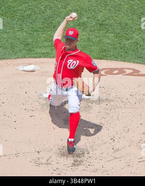 18 mai 2014 - Washington, District of Columbia, États-Unis - Jordan Zimmermann (27), lanceur national de Washington, travaille en deuxième manche contre les mets de New York au Nationals Park à Washington, DC, le dimanche 18 mai 2014. (Crédit image : ©Ron Sachs/CNP via ZUMA Wire) Banque D'Images