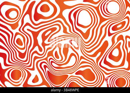 Fond vectoriel abstrait de vagues oranges. Ligne d'illusion optique 3D. Banque D'Images