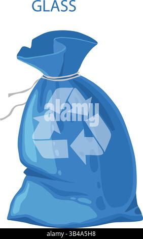 Corbeille séparée réaliste. Sac à déchets sac en plastique 3D pour ordures de cuisine util, séparateurs utilitaires ECO collectent les poignées de déchets de l'environnement de recyclage Illustration de Vecteur