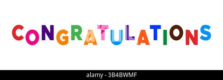 Dynamique coloré Félicitations Poster Bold Typography Celebration Illustration de Vecteur