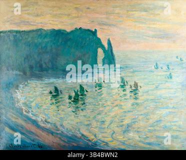 Claude Monet, falaises d'Etretat, peinture de paysage à l'huile sur toile, 1885-1886 Banque D'Images