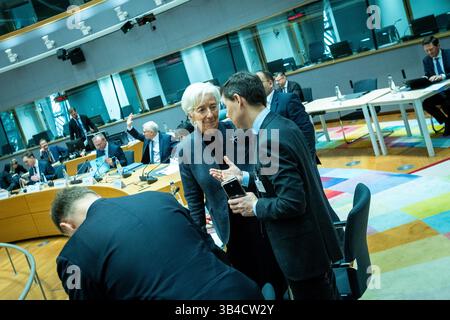 Bertrand Dumont, directeur général du Trésor français, et Christine Lagarde, présidente de la Banque centrale européenne (BCE), lors de la réunion de l'Econo Banque D'Images