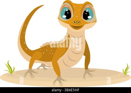 Joli zoo. Animaux vecteurs. Lézard brun. Collection vectorielle d'animaux. Isolé sur fond blanc. Illustration de Vecteur