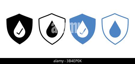 Vecteur de jeu d'icônes imperméables. bouclier d'eau, illustration vectorielle de jeu d'icônes de protection de l'eau sur fond blanc Illustration de Vecteur