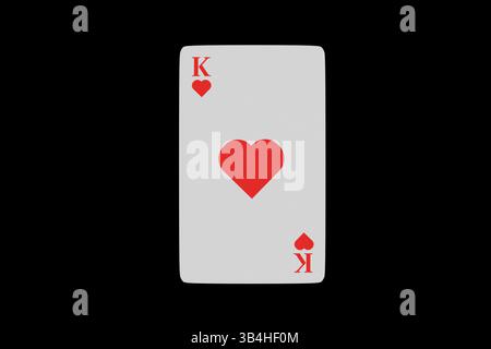 3D King of Hearts carte sur un fond sombre, carte à jouer Banque D'Images