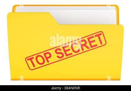 Dossier Top secret. Rendu 3D isolé sur fond blanc Banque D'Images