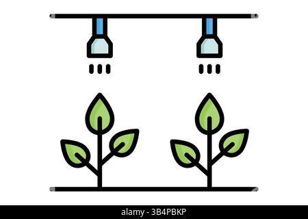 Icône irrigation. style d'icône de contour coloré. icône liée à l'arrosage des cultures. illustration vectorielle des éléments agricoles Illustration de Vecteur