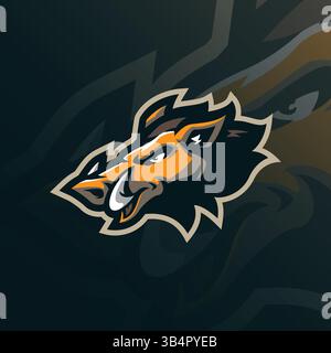Conception de logo de mascotte de sanglier avec un style de concept d'illustration moderne pour l'impression de badge, d'emblème et de t-shirt. Illustration de tête de sanglier pour l'équipe sportive et esport. Illustration de Vecteur