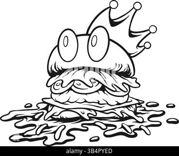 Burger King personnage avec sauce Drips Silhouette Design illustrations vectorielles pour votre logo de travail, t-shirt de marchandise, autocollants et conceptions d'étiquettes, pos Illustration de Vecteur