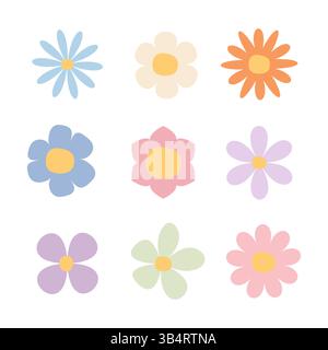 vecteur d'ensemble floral dessiné à la main Illustration de Vecteur