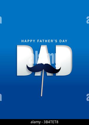 Inscription créative papa, concept de bonne fête des pères avec moustache. Carte de voeux meilleur papa jamais avec des accessoires pour hommes. Illustration vectorielle Illustration de Vecteur