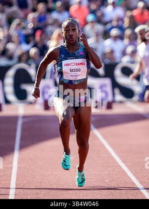 HENGELO, PAYS-BAS - 4 JUIN : la néerlandaise N'Ketia Seedo participe au 100m féminin lors des Jeux FBK 2023 au stade FBK le 4 juin 2023 à Hengelo, pays-Bas (photo de Rene Nijhuis/BSR Agency) Banque D'Images