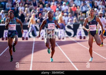 HENGELO, PAYS-BAS - 4 JUIN : la néerlandaise N'Ketia Seedo participe au 100m féminin lors des Jeux FBK 2023 au stade FBK le 4 juin 2023 à Hengelo, pays-Bas (photo de Rene Nijhuis/BSR Agency) Banque D'Images