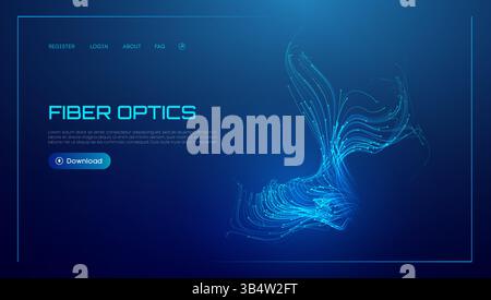 Réseau optique abstrait de technologie optique à vitesse de lumière de ligne de fibre de données de fond. Le flux sans fil numérique 5G connecte les systèmes cloud mondiaux. Conception vectorielle électrique Illustration de Vecteur
