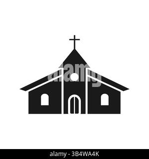 Icône de silhouette d'église catholique isolée sur fond blanc. Cathédrale. Architecture de la ville. Vecteur Illustration de Vecteur