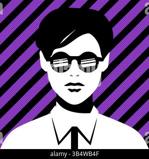 Homme en lunettes de soleil et chemise portrait pop art. Portrait minimaliste abstrait d'un homme portant des lunettes de soleil. Illustration vectorielle Illustration de Vecteur