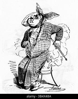 Une autre illustration de Carl Stauber tirée de *Fliegende Blätter*, publiée en 1846. Cette pièce poursuit la tradition satirique de la publication allemande, abordant des thèmes sociaux et politiques à travers des visuels compris Banque D'Images