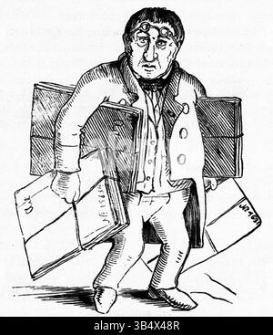 L'illustration du comte Franz Pocci de 1846, dans *Fliegende Blätter* volume 2, numéro 44, perpétue la tradition du commentaire social et politique aigu en allemand satirique Il met en évidence la compétence de Pocci à mélanger humour et critique. Banque D'Images