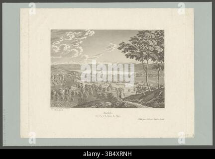 Une estampe du début du XIXe siècle montrant Zurich avec vue sur le lac et les Alpes. Créée par Franz Schmid, cette lithographie capture la beauté pittoresque de la région, y compris la ville de Zurich et la chaîne alpine voisine. Il a été publié par Keller & Füssli à Zurich. Banque D'Images