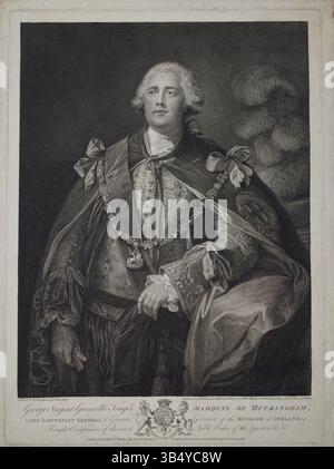 Cette estampe de 1788 de John Keyse Sherwin d’après la peinture de Thomas Gainsborough représente George Nugent Grenville Temple, un noble britannique. L’œuvre met en valeur l’élégance et le raffinement typiques des portraits du XVIIIe siècle. Banque D'Images