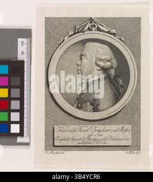 Portrait de Friedrich Karl Freyherr von Moser, créé par Christoph Wilhelm Bock et Leonhard Heinrich Hessell. Cette gravure sur cuivre fait partie de la collection de la bibliothèque de l'État et de l'université de Hambourg. Banque D'Images