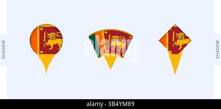 Jeu de marqueurs cartographiques Sri Lanka. Parfait pour les projets liés au Sri Lanka, les voyages, la géographie et la représentation internationale. Collection vectorielle. Illustration de Vecteur